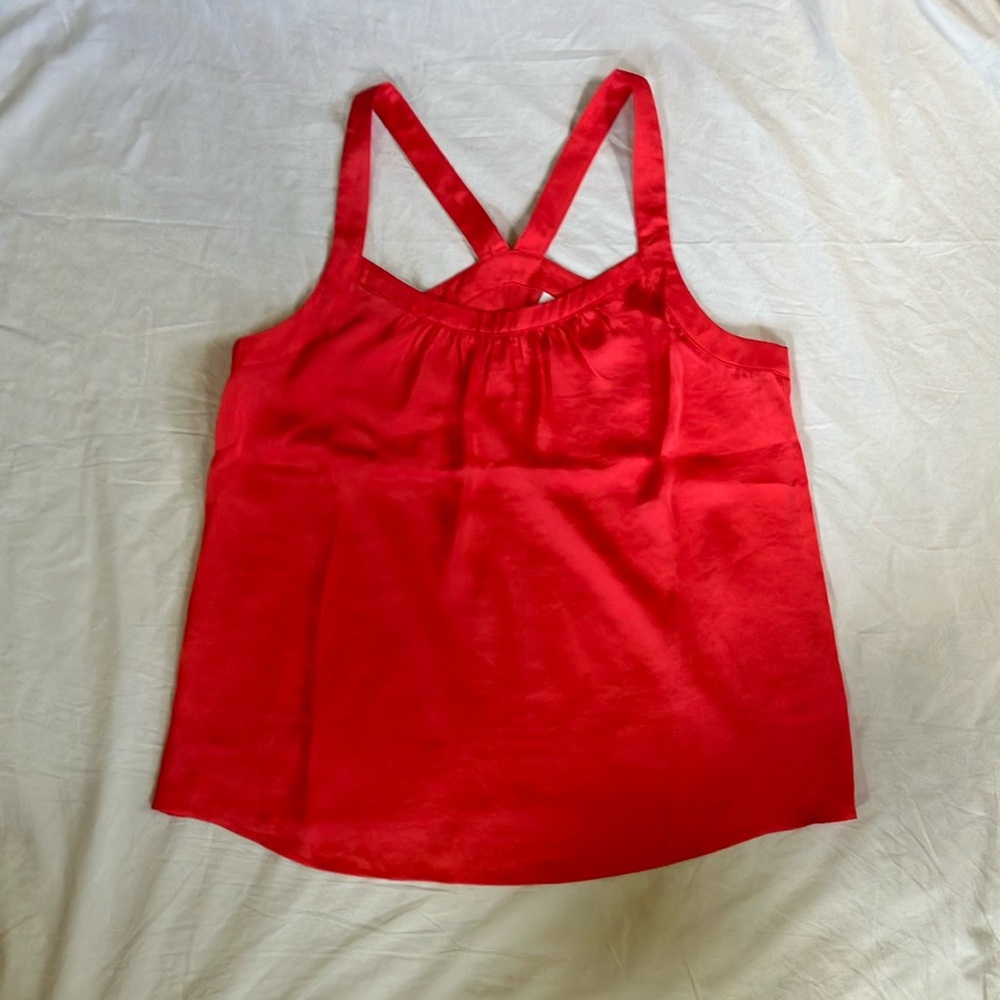 NWOT CAbi Watermelon Colored Satin Tank Top Blouse